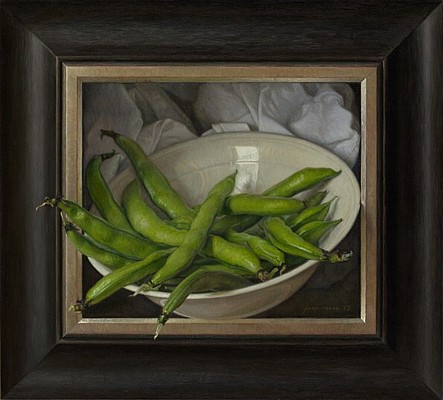 'Tuinbonen uit de lijst', 2013, olieverf op masoniet, 39x43cm.